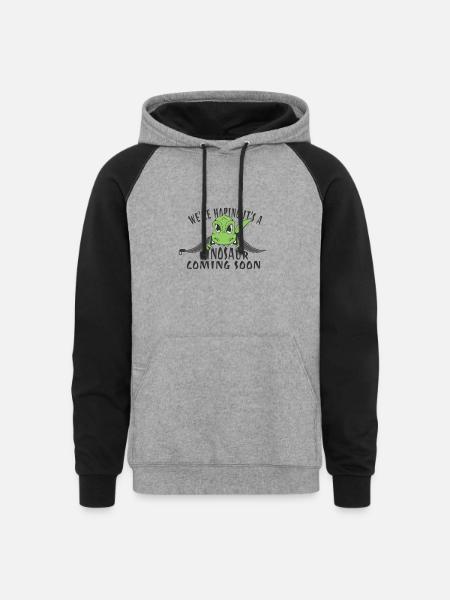 Prehistoric Peekaboo - Unisex Colorblock Hoodie - heather gray/black