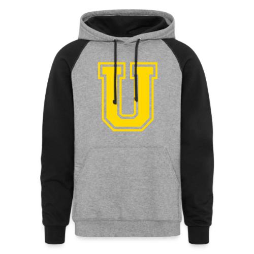 Letter U – Capital Athletic Alphabet Monogram - Unisex Colorblock Hoodie