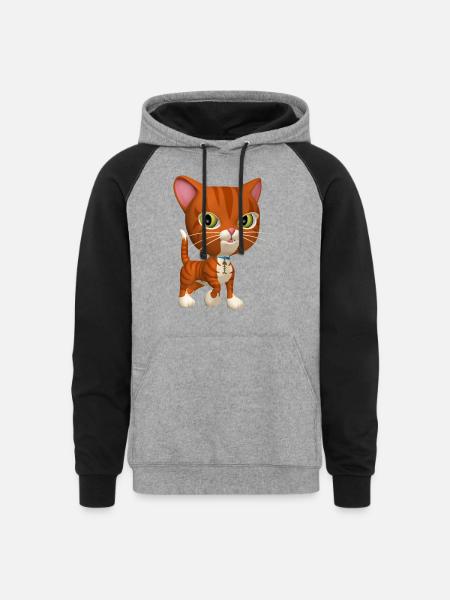 Orange Tabby Cat - Unisex Colorblock Hoodie - heather gray/black