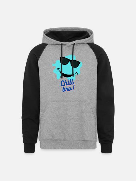 CHILL BRO! - Unisex Colorblock Hoodie - heather gray/black