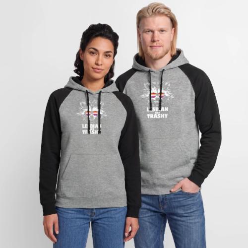 Lesbian and Trashy Raccoon Sunglasses Lesbian - Unisex Colorblock Hoodie
