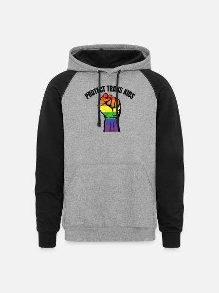 Protect Trans Kids - Unisex Colorblock Hoodie - heather gray/black