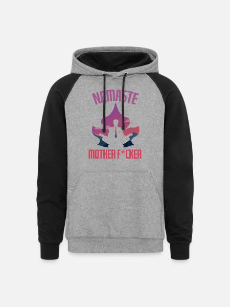 Namaste Mother Fucker Suit - Unisex Colorblock Hoodie - heather gray/black
