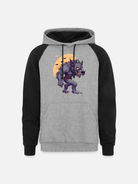 Halloween Werewolf - Unisex Colorblock Hoodie - heather gray/black