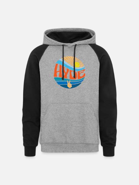 Hyde Shirt Vintage Sunset Hyde Groovy Tie Dye - Unisex Colorblock Hoodie - heather gray/black