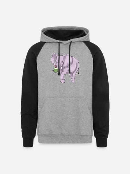 Elephant Coconut - Unisex Colorblock Hoodie - heather gray/black