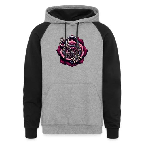 You Hold the Key to My Heart Rose Lock T-Shirt - Unisex Colorblock Hoodie
