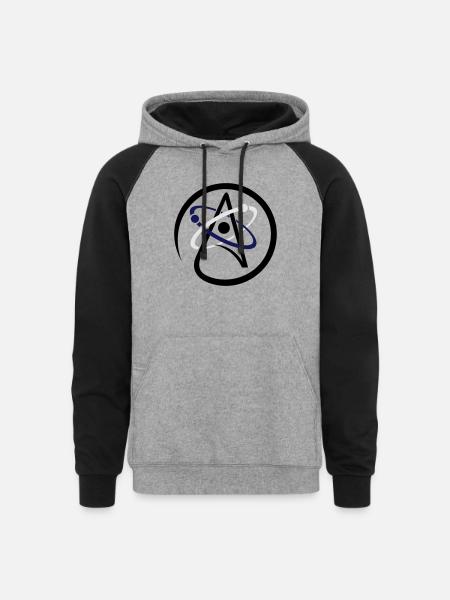 Atheist Logo - Unisex Colorblock Hoodie - heather gray/black