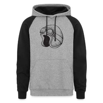 Retro Helmet - Unisex Colorblock Hoodie - heather gray/black - Front - AI Model Male 185 light (185cm) & AI Model Female 180 light (180cm)