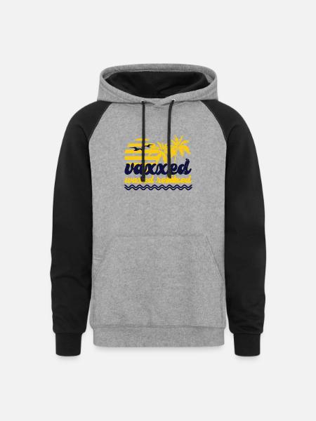 Vaxxed Waxed Relaxed - Unisex Colorblock Hoodie - heather gray/black