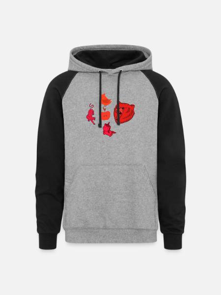 LOVELY - Unisex Colorblock Hoodie - heather gray/black