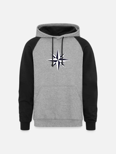 Compass Rose - Unisex Colorblock Hoodie - heather gray/black