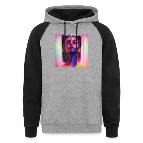 Waking Up on the Right Side of Bed - Drip Portrait - Unisex Colorblock Hoodie