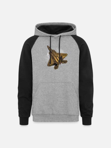 F 22 raptor - Unisex Colorblock Hoodie - heather gray/black