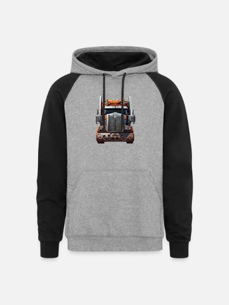 Rugged Simi Truck - Unisex Colorblock Hoodie - heather gray/black