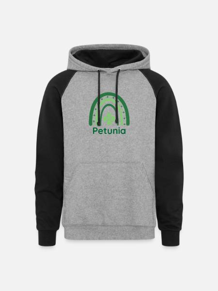 Petunia Clover Charm Boho Rainbow - Unisex Colorblock Hoodie - heather gray/black