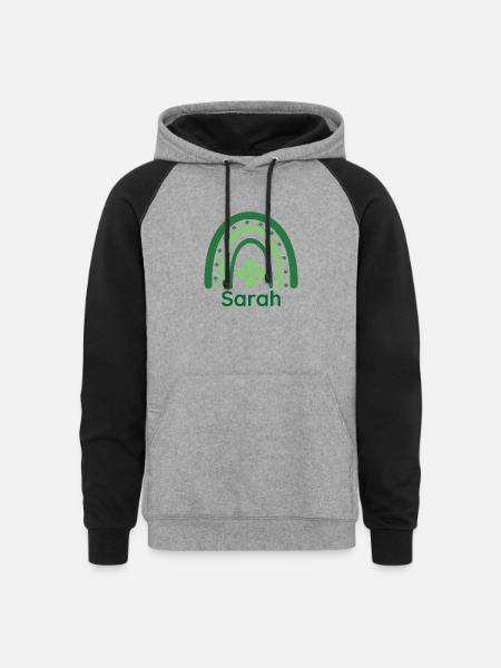 Sarah Clover Charm Boho Rainbow - Unisex Colorblock Hoodie - heather gray/black