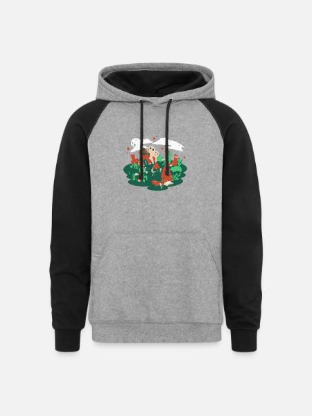 Cryptid Camping - Unisex Colorblock Hoodie - heather gray/black