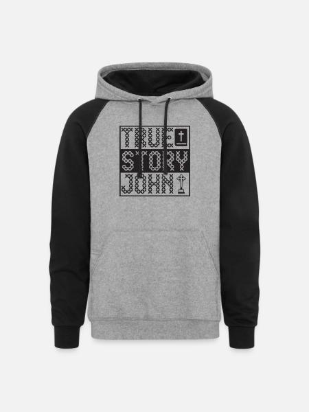 True Story John - Unisex Colorblock Hoodie - heather gray/black