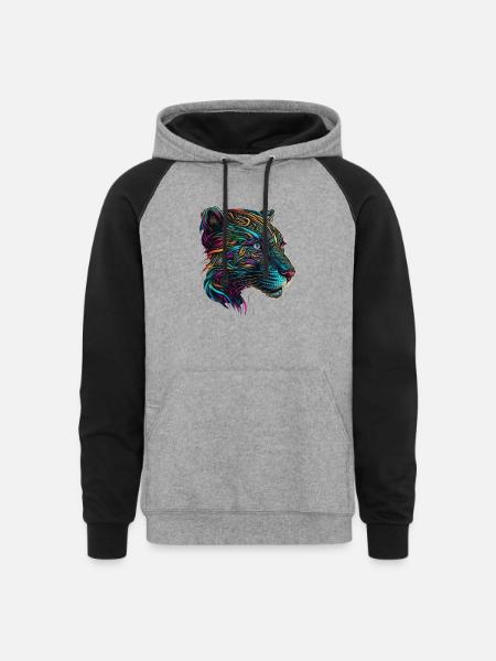 panther - Unisex Colorblock Hoodie - heather gray/black