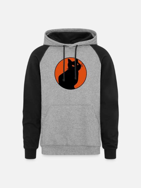 Black Cat 1 1 - Unisex Colorblock Hoodie - heather gray/black
