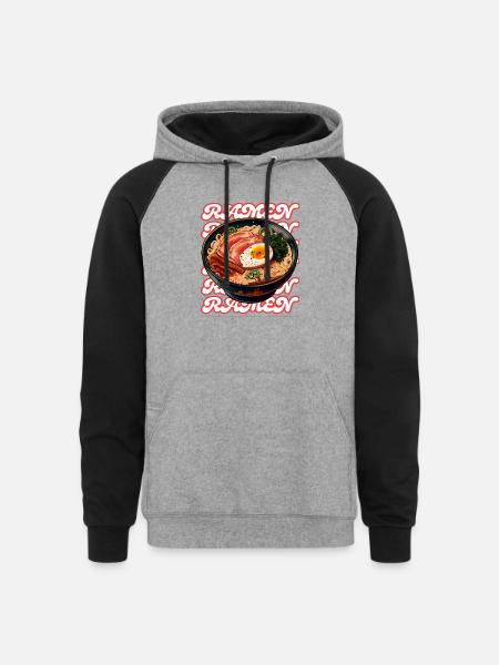 RAMEN! - Unisex Colorblock Hoodie - heather gray/black