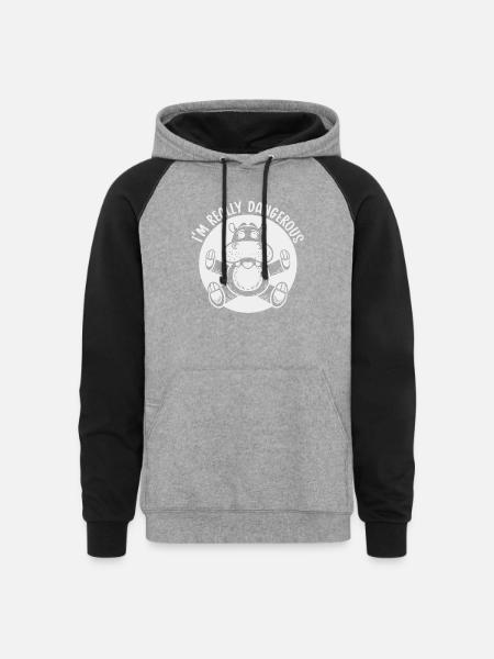 Danger Hippo Mono 1 - Unisex Colorblock Hoodie - heather gray/black