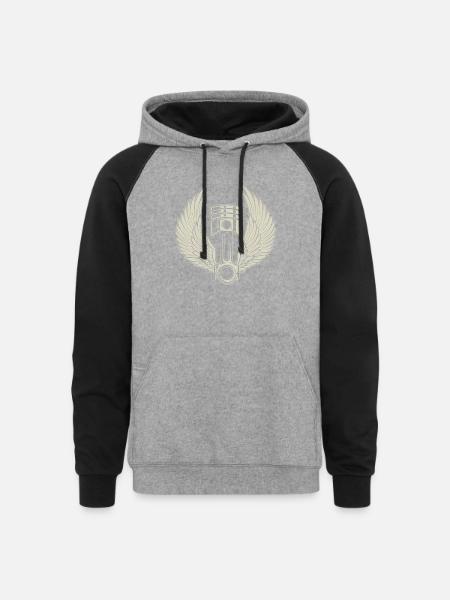 FREE PISTON - Unisex Colorblock Hoodie - heather gray/black