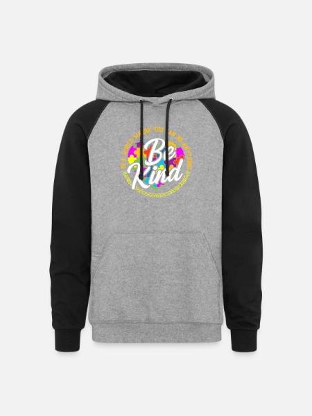 Be Anything Be Kind Flower - Unisex Colorblock Hoodie - heather gray/black