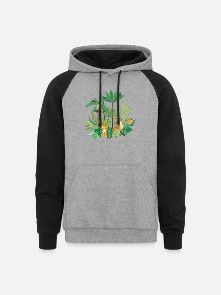 Jungle Tigers - Unisex Colorblock Hoodie - heather gray/black