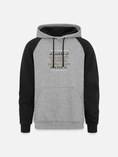 Jesus saves - Unisex Colorblock Hoodie - heather gray/black