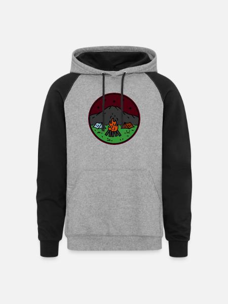 Night Bonfire - Unisex Colorblock Hoodie - heather gray/black