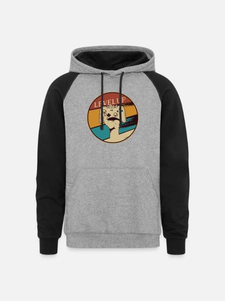 Level Up - Unisex Colorblock Hoodie - heather gray/black