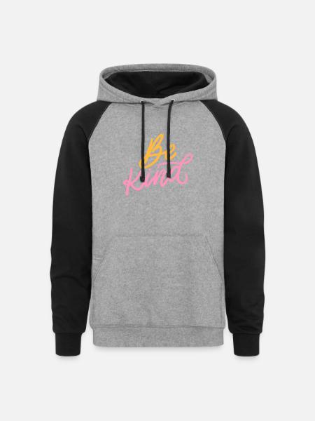 Be kind - Unisex Colorblock Hoodie - heather gray/black