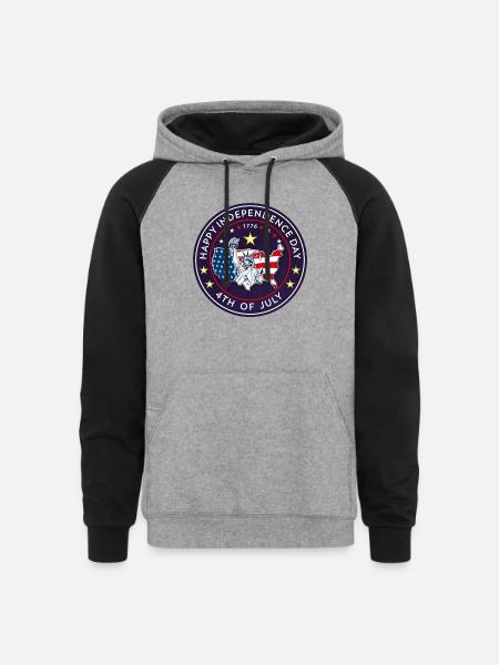 4th of July - Unisex Colorblock Hoodie - heather gray/black