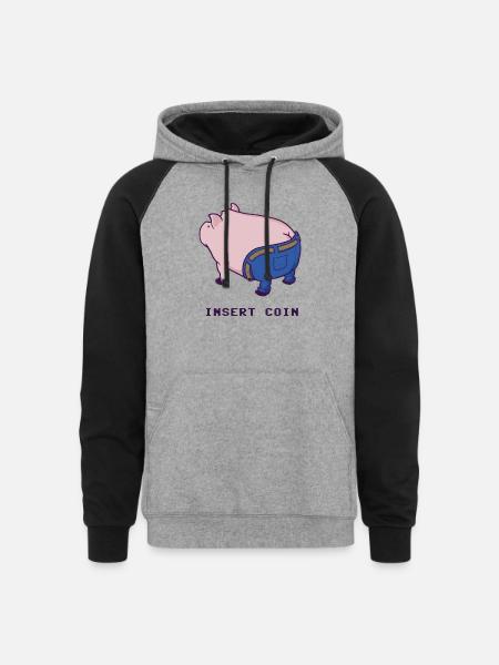 Insert Coin - Unisex Colorblock Hoodie - heather gray/black