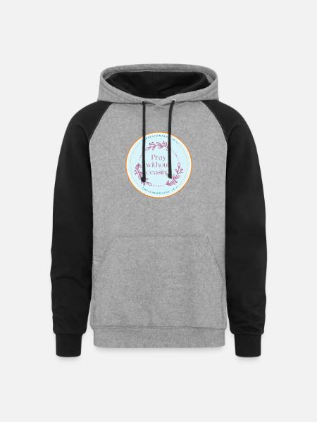 Pray without ceasing - Unisex Colorblock Hoodie - heather gray/black