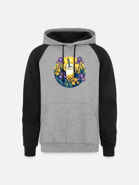 Bubble Tea - Unisex Colorblock Hoodie - heather gray/black
