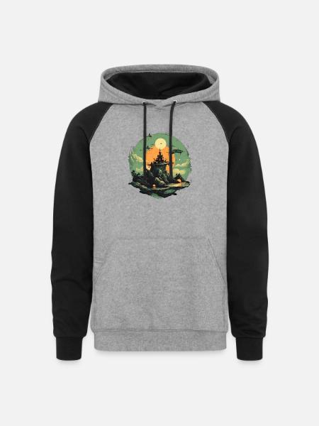 Fantastic Worlds - Unisex Colorblock Hoodie - heather gray/black