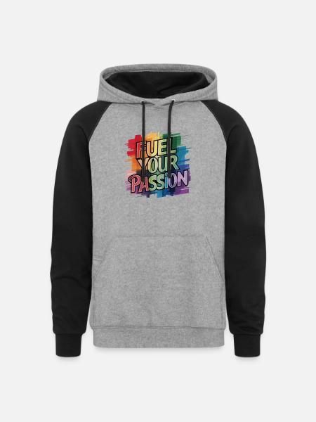 Fuel Your Passion - Unisex Colorblock Hoodie - heather gray/black