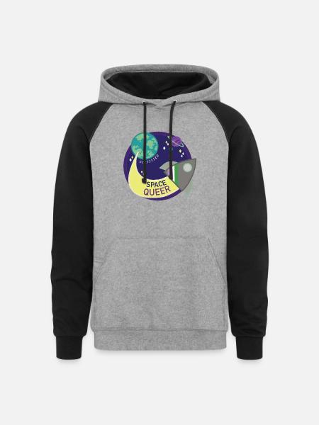 Space Queer - Unisex Colorblock Hoodie - heather gray/black