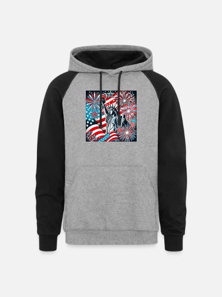July 4th - Unisex Colorblock Hoodie - heather gray/black