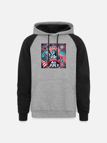 July 4th - Unisex Colorblock Hoodie - heather gray/black
