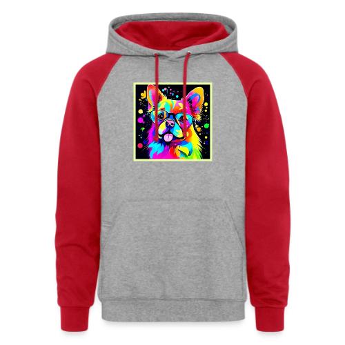 Vivid Canine Vibes Design - Unisex Colorblock Hoodie
