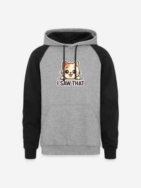 i saw that cat - Unisex Colorblock Hoodie - heather gray/black