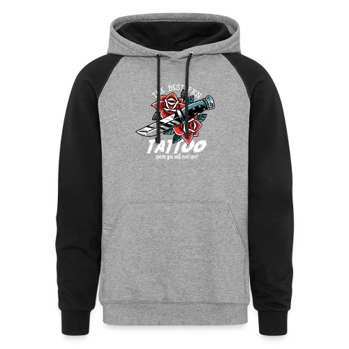 Best Fucking Tattoo Queen Knife Roses Inked - Unisex Colorblock Hoodie