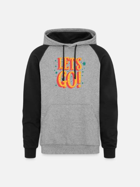 Lets Go - Unisex Colorblock Hoodie - heather gray/black