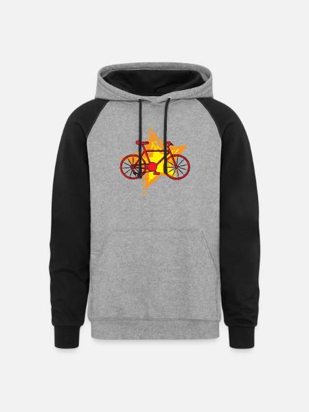 Red Bike Star - Unisex Colorblock Hoodie - heather gray/black