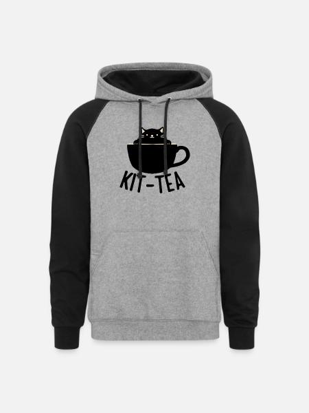 Funny Cat - Unisex Colorblock Hoodie - heather gray/black