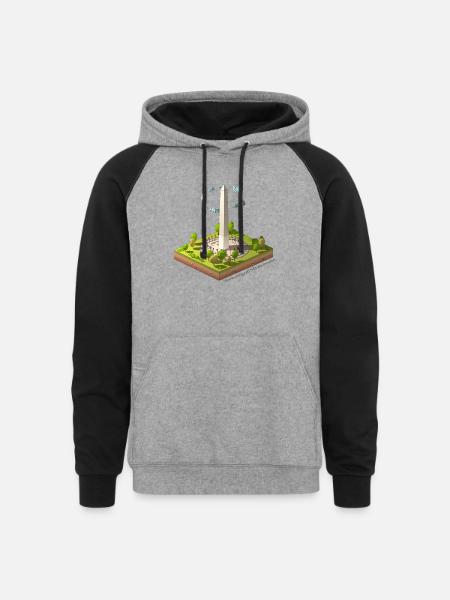Geometric low poly Washington Monument - Unisex Colorblock Hoodie - heather gray/black